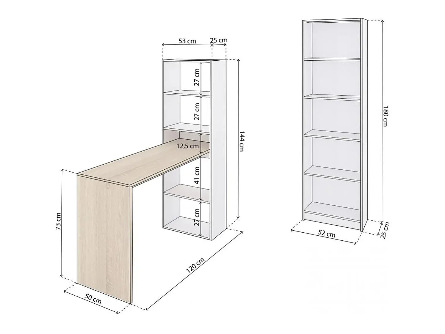 Clearance duehome Conjunto de secretária e prateleiras Cosmic Plus Natural claro