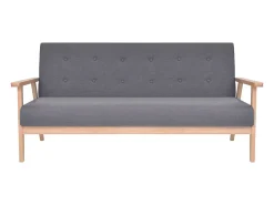 Sofá|Helloshop26 Conjunto de sofá de 2 lugares para sala de estar sala de jantar casa ambientes internos tecido cinza escuro 02_0020126 Cinzento
