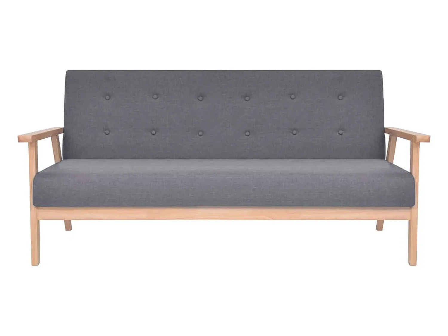 Sofá|Helloshop26 Conjunto de sofá de 2 lugares para sala de estar sala de jantar casa ambientes internos tecido cinza escuro 02_0020126 Cinzento