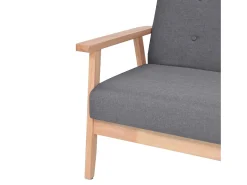 Sofá|Helloshop26 Conjunto de sofá de 2 lugares para sala de estar sala de jantar casa ambientes internos tecido cinza escuro 02_0020126 Cinzento