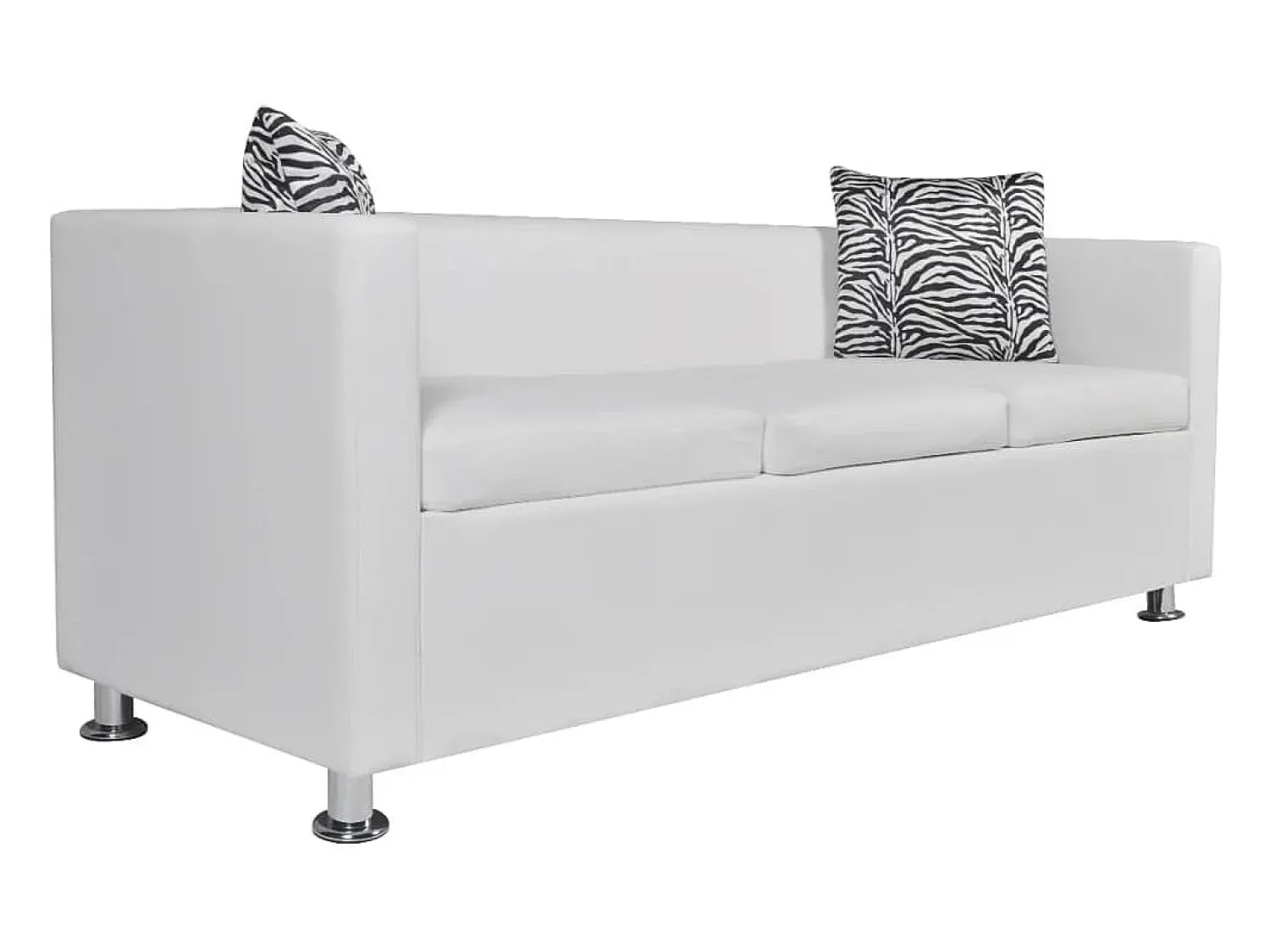 Sofá*Helloshop26 Conjunto de sofá de 2 lugares para sala de estar casa uso interno e sofá de 3 lugares em couro sintético 02_0019695 Branco