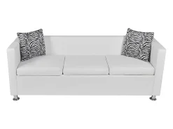 Sofá*Helloshop26 Conjunto de sofá de 2 lugares para sala de estar casa uso interno e sofá de 3 lugares em couro sintético 02_0019695 Branco