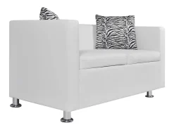 Sofá*Helloshop26 Conjunto de sofá de 2 lugares para sala de estar casa uso interno e sofá de 3 lugares em couro sintético 02_0019695 Branco