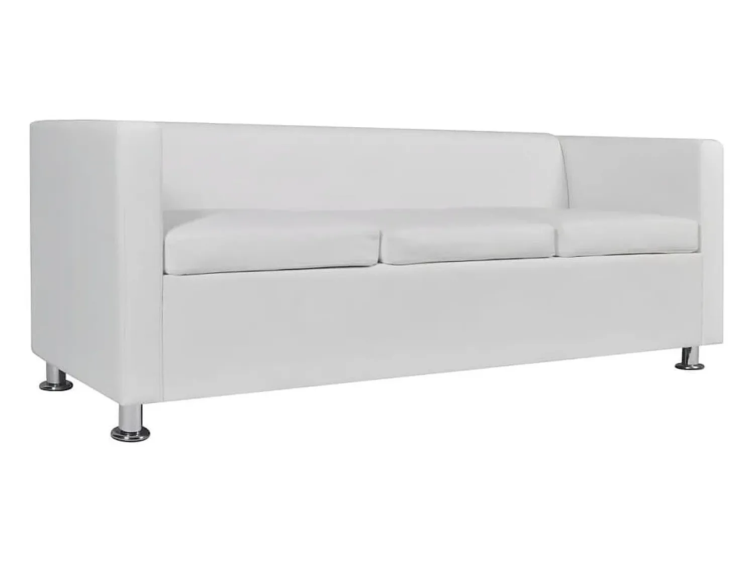 Sofá*Helloshop26 Conjunto de sofá de 2 lugares para sala de estar casa uso interno e sofá de 3 lugares em couro sintético 02_0019695 Branco