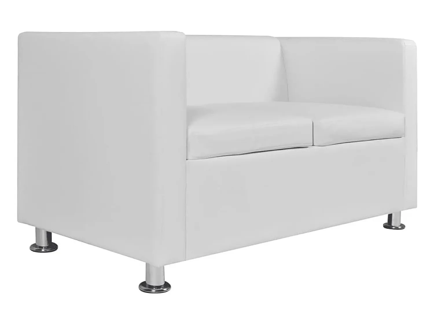 Sofá*Helloshop26 Conjunto de sofá de 2 lugares para sala de estar casa uso interno e sofá de 3 lugares em couro sintético 02_0019695 Branco