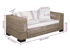 vidaxl Conjunto de sofá de 2 lugares, 7 pcs, vime genuíno^ Sofá