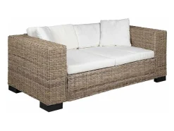 vidaxl Conjunto de sofá de 2 lugares, 7 pcs, vime genuíno^ Sofá