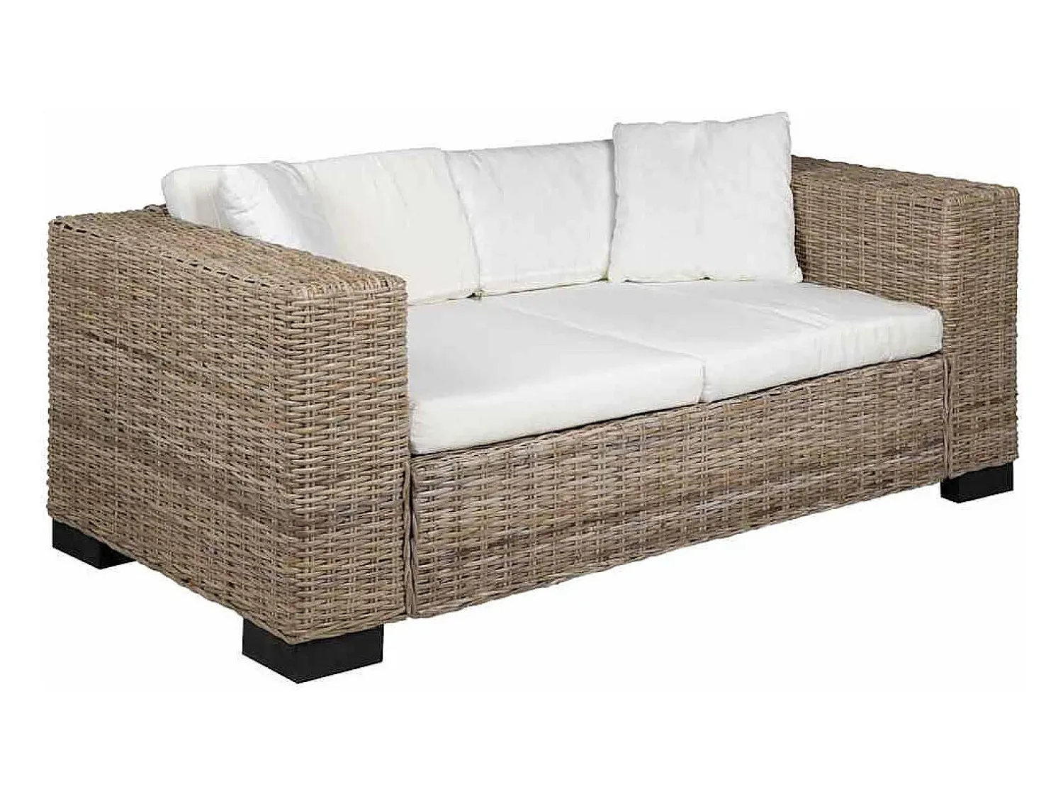 vidaxl Conjunto de sofá de 2 lugares, 7 pcs, vime genuíno^ Sofá
