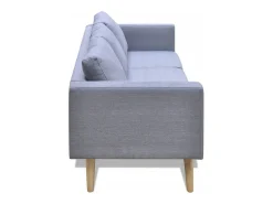 Helloshop26 Conjunto de sofá de 2 lugares para sala de estar/sala de TV/interior residencial e conjunto de sofá de 3 lugares em tecido cinza claro 02_0020260^ Sofá
