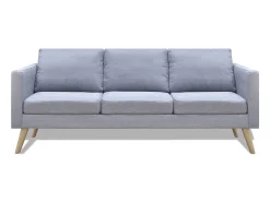 Helloshop26 Conjunto de sofá de 2 lugares para sala de estar/sala de TV/interior residencial e conjunto de sofá de 3 lugares em tecido cinza claro 02_0020260^ Sofá