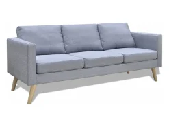 Helloshop26 Conjunto de sofá de 2 lugares para sala de estar/sala de TV/interior residencial e conjunto de sofá de 3 lugares em tecido cinza claro 02_0020260^ Sofá