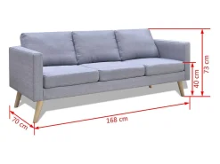 Helloshop26 Conjunto de sofá de 2 lugares para sala de estar/sala de TV/interior residencial e conjunto de sofá de 3 lugares em tecido cinza claro 02_0020260^ Sofá
