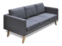 New Helloshop26 Conjunto de sofá de 2 lugares para sala de estar sala de TV ou casa para uso interno e conjunto de sofá de 3 lugares em tecido cinza escuro 02_0019693 Cinzento