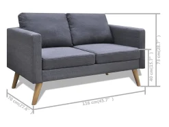 New Helloshop26 Conjunto de sofá de 2 lugares para sala de estar sala de TV ou casa para uso interno e conjunto de sofá de 3 lugares em tecido cinza escuro 02_0019693 Cinzento