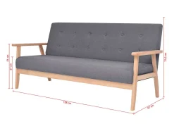 Sofá*Helloshop26 Conjunto de sofá de 2 lugares para sala de estar sala de visitas casa ambientes internos tecido cinza escuro 02_0019069 Cinzento