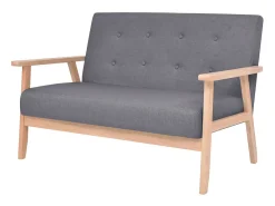 Sofá*Helloshop26 Conjunto de sofá de 2 lugares para sala de estar sala de visitas casa ambientes internos tecido cinza escuro 02_0019069 Cinzento