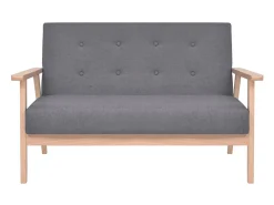 Helloshop26 Conjunto de sofá de 2 lugares para sala de estar sala de visitas casa ambientes internos tecido cinza escuro 02_0019653^ Sofá