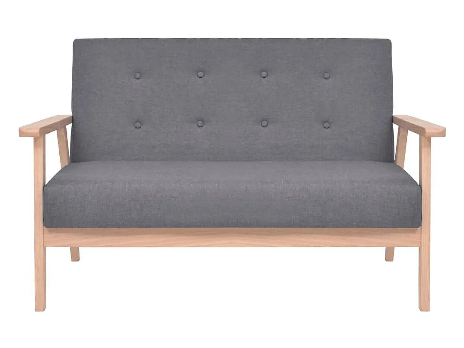 Helloshop26 Conjunto de sofá de 2 lugares para sala de estar sala de visitas casa ambientes internos tecido cinza escuro 02_0019653^ Sofá