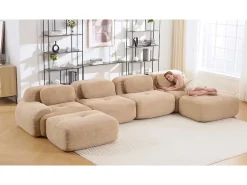 DripeX Conjunto de Sofá Modular de Veludo Cannelado: Ottomã - 92.5x75x44cm - Verde