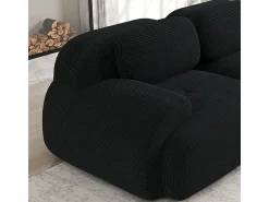 Sofá|DripeX Conjunto de Sofá Modular de Veludo Cannelado: Ottomã - 92.5x75x44cm - Preto