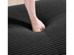 Sofá|DripeX Conjunto de Sofá Modular de Veludo Cannelado: Ottomã - 92.5x75x44cm - Preto