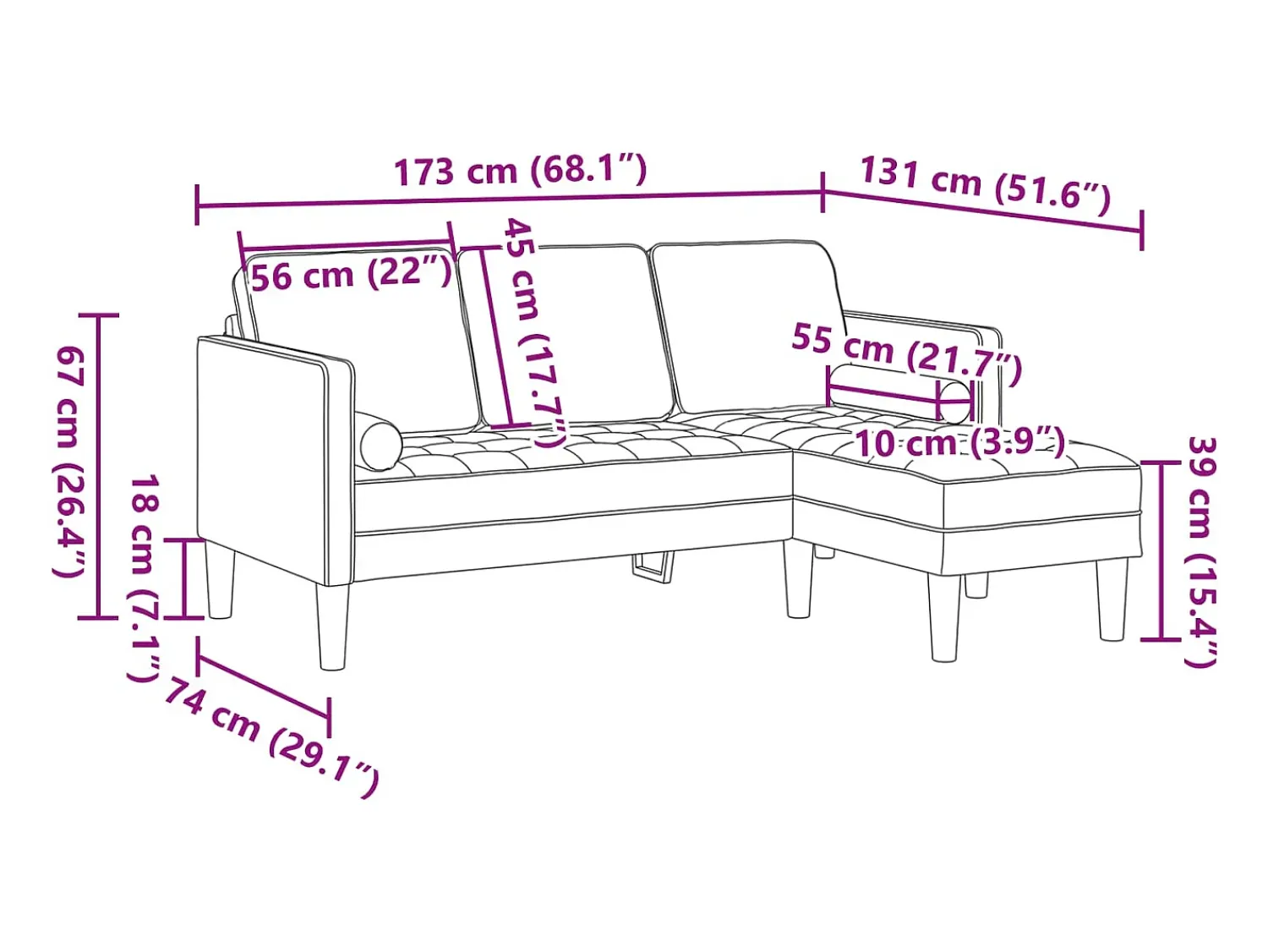 vidaxl Conjunto de Sofás com almofada 2 pcs Poliéster^ Sofá