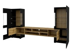 Discount Petits-Meubles Conjunto de suportes para TV e 2 armários Akram, e madeira Preto