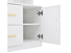 Best ModernLuxe Conjunto de vestiário de entrada 90x40x180cm - com móvel para sapatos e espelho - 2 gavetas e 2 portas - com prateleiras - Branco