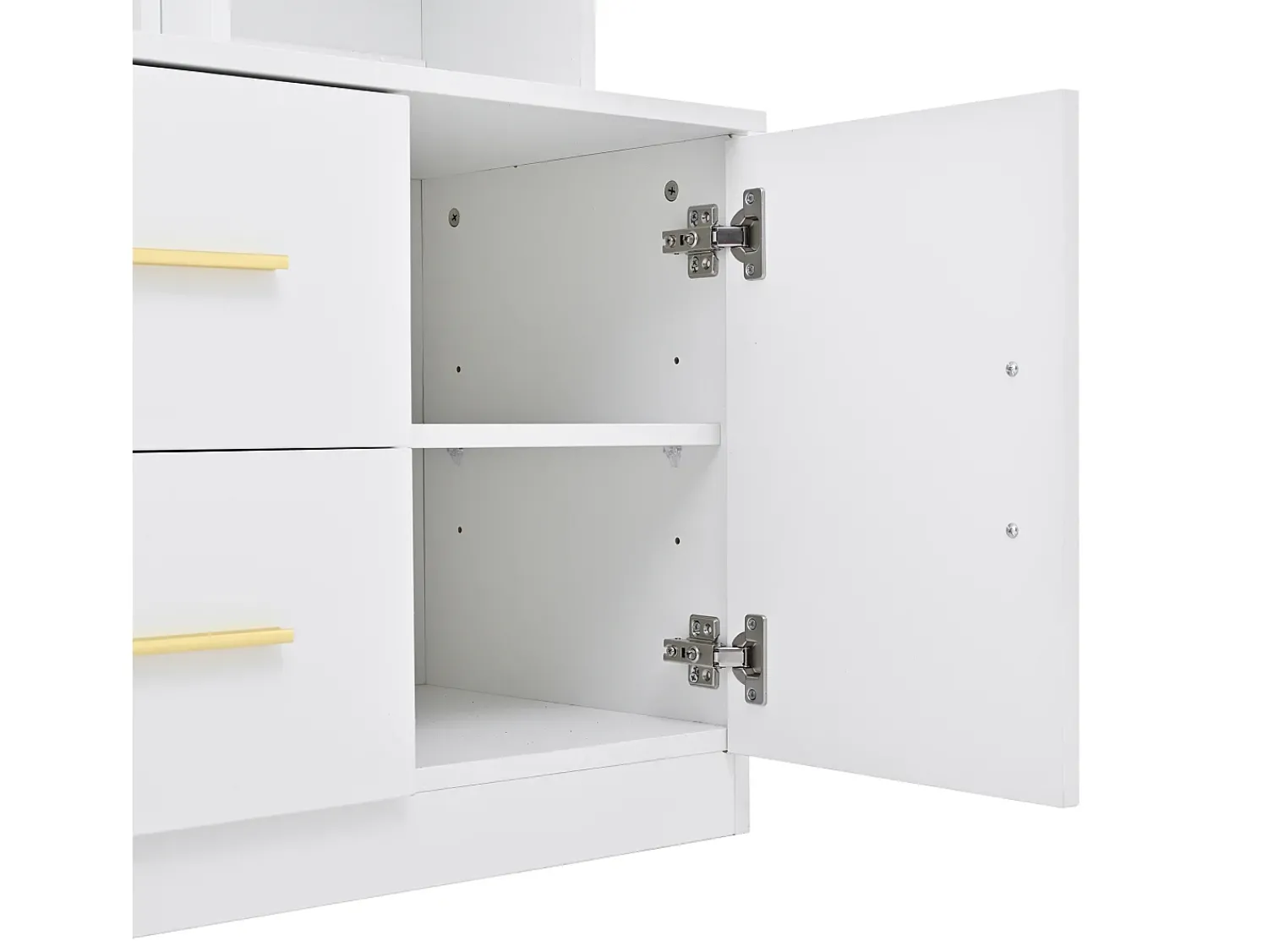 Best ModernLuxe Conjunto de vestiário de entrada 90x40x180cm - com móvel para sapatos e espelho - 2 gavetas e 2 portas - com prateleiras - Branco