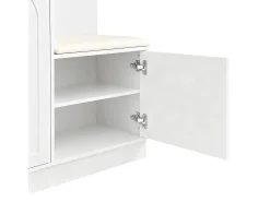 ModernLuxe Conjunto de vestiário de entrada 110x33x185,5 cm - 3 portas e 1 gaveta - Móvel para sapatos e banco calçadeiro - com espelho -^ Móvel De Entrada