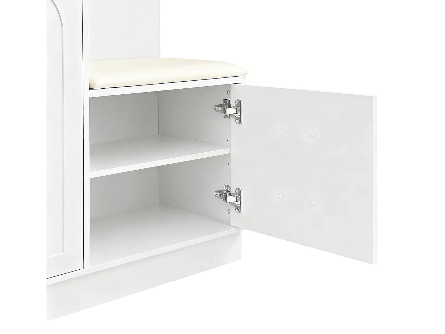 ModernLuxe Conjunto de vestiário de entrada 110x33x185,5 cm - 3 portas e 1 gaveta - Móvel para sapatos e banco calçadeiro - com espelho -^ Móvel De Entrada