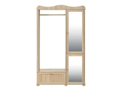 Móvel De Entrada|ModernLuxe Conjunto de vestiário de entrada - 115,5x38,5x194,5 cm - con espelho e varal aberto - 1 gaveta e 2 portas - MDF - Cor carvalho Natural claro