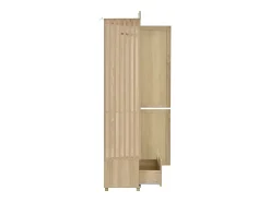 Móvel De Entrada|ModernLuxe Conjunto de vestiário de entrada - 115,5x38,5x194,5 cm - con espelho e varal aberto - 1 gaveta e 2 portas - MDF - Cor carvalho Natural claro
