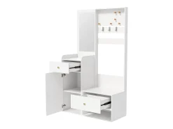 Móvel De Entrada*ModernLuxe Conjunto de vestiário de entrada 105x38x180 cm - com espelho - com ganchos ajustáveis - 2 gavetas e 1 porta - Branco