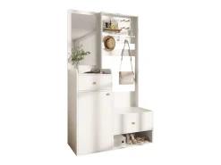 Móvel De Entrada*ModernLuxe Conjunto de vestiário de entrada 105x38x180 cm - com espelho - com ganchos ajustáveis - 2 gavetas e 1 porta - Branco