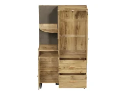 Clearance ModernLuxe Conjunto de vestiário de entrada 110x38x186 cm - 3 portas e 2 gavetas - guarda-roupa com cabide - Painel acolchoado - Natural Natural claro