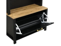 Móvel De Entrada|ModernLuxe Conjunto de vestiário de entrada 75x35x195 cm - com móvel para sapatos e ganchos - com prateleiras - Preto