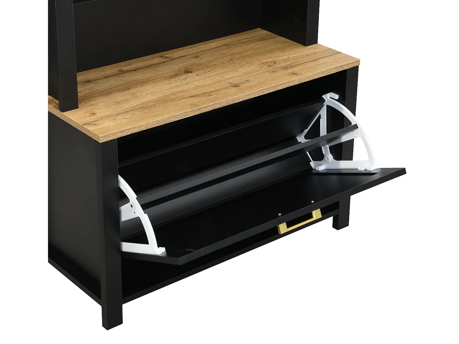 Móvel De Entrada|ModernLuxe Conjunto de vestiário de entrada 75x35x195 cm - com móvel para sapatos e ganchos - com prateleiras - Preto