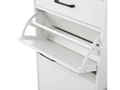 Móvel De Entrada*ModernLuxe Conjunto de vestiário de entrada 110x35x175.5 cm - Móvel para sapatos e banco de sapatos - ganchos e painel perfurado - Branco