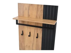 Móvel De Entrada|ModernLuxe Conjunto de vestiário de entrada - 1 cabideiro e 1 móvel para sapatos - com almofada e 3 ganchos - Natural + Preto Preto / Natural claro