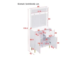 Móvel De Entrada|ModernLuxe Conjunto de vestiário de entrada 80x35x175.5 cm - 2 portas e 1 gaveta - com 3 ganchos - Prateleiras ajustáveis - MDF - Branco