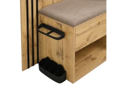 Móvel De Entrada*ModernLuxe Conjunto de vestiário de entrada 115x37x185 cm - com espelho e ganchos - com assento acolchoado - Guarda-chuva - Natural Natural claro