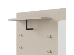 Online ModernLuxe Conjunto de vestiário de entrada 110x37x185,5 cm - com espelho e ganchos - Móvel para sapatos e banco calçadeiro - Bege Branco