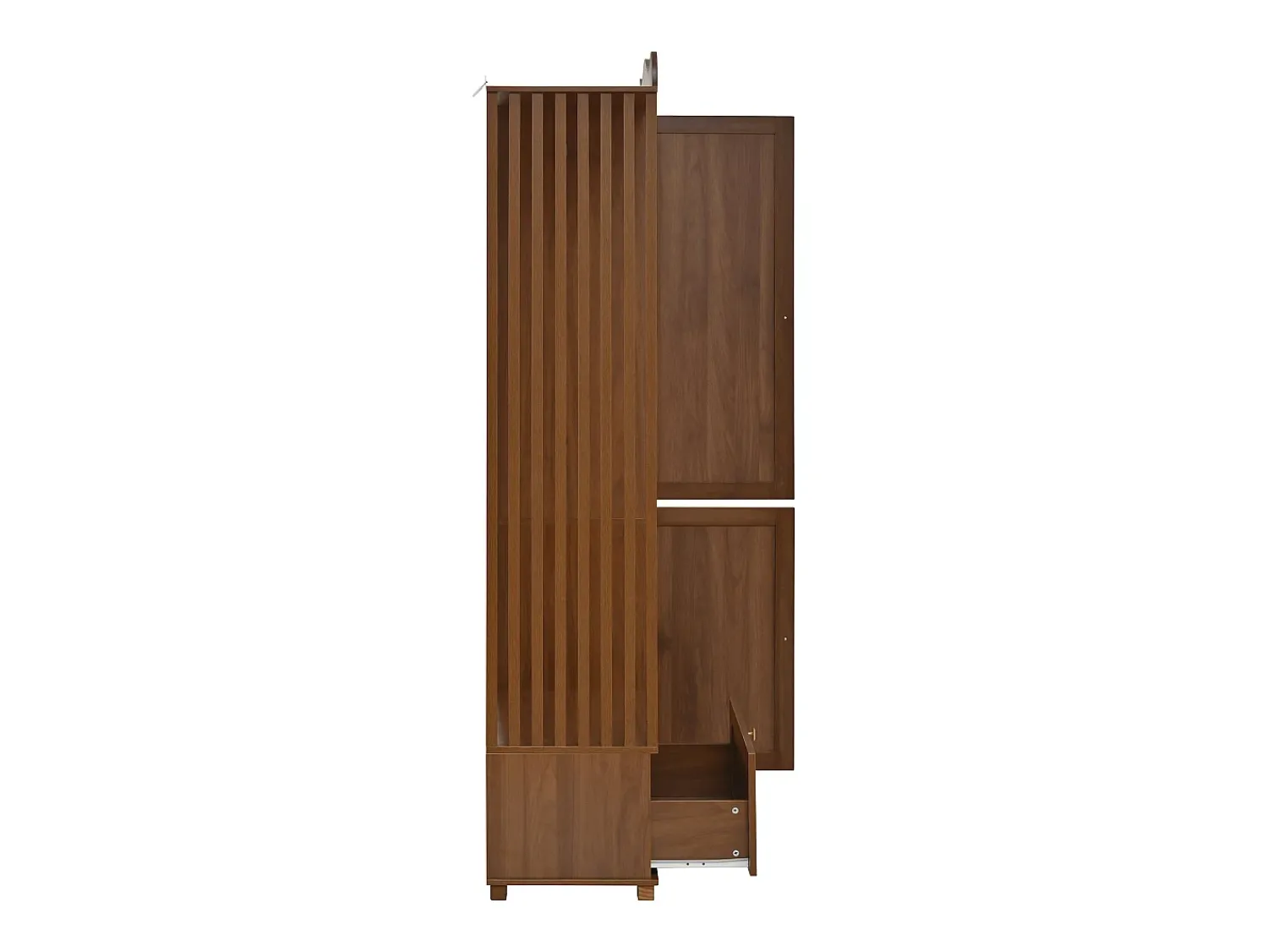 ModernLuxe Conjunto de vestiário de entrada - 115,5x38,5x194,5 cm - con espelho e varal aberto - 1 gaveta e 2 portas - MDF - Cor nogueira^ Móvel De Entrada