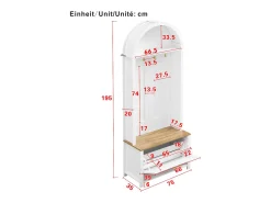 Móvel De Entrada|ModernLuxe Conjunto de vestiário de entrada 75x35x195 cm - com móvel para sapatos e ganchos - com prateleiras - Branco
