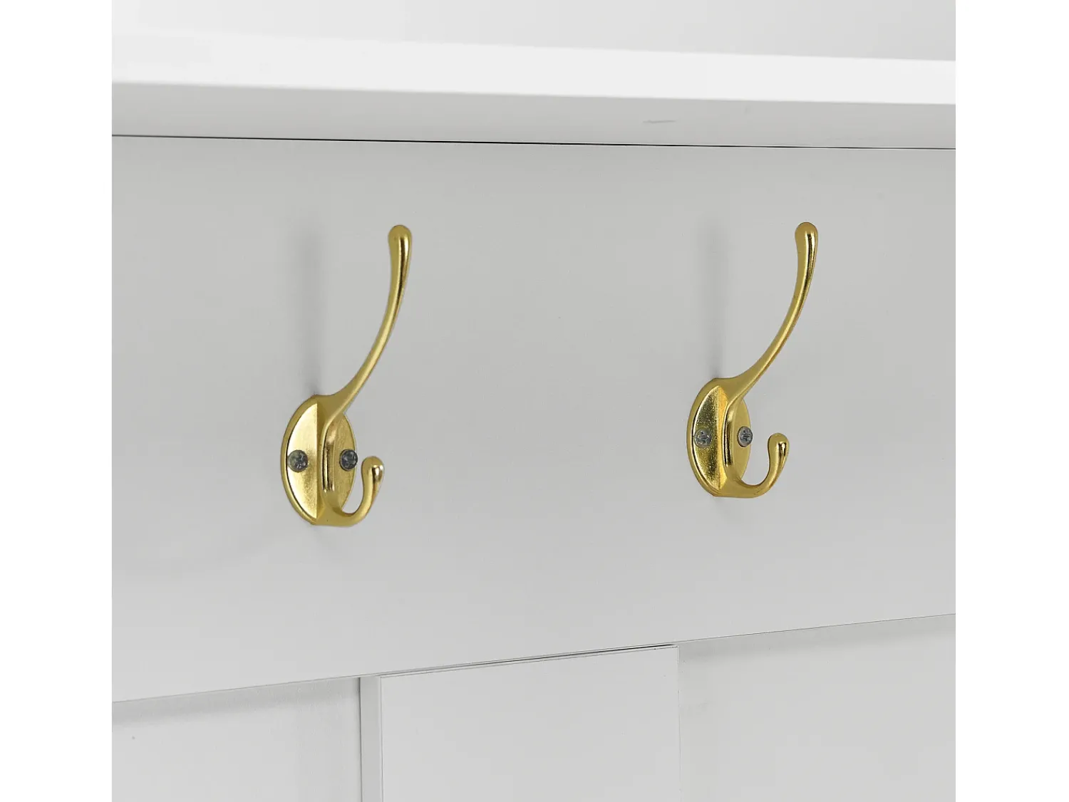 Móvel De Entrada|ModernLuxe Conjunto de vestiário de entrada 75x35x195 cm - com móvel para sapatos e ganchos - com prateleiras - Branco