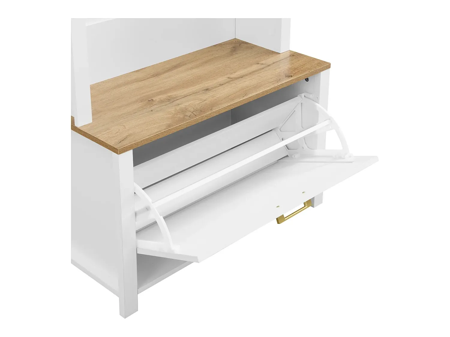 Móvel De Entrada|ModernLuxe Conjunto de vestiário de entrada 75x35x195 cm - com móvel para sapatos e ganchos - com prateleiras - Branco