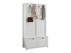 Móvel De Entrada*ModernLuxe Conjunto de vestiário de entrada 100x50x180 cm - Móvel para sapatos - com ganchos - MDF - Branco