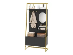 Móvel De Entrada*ModernLuxe Conjunto de vestiário de entrada 78x38,5x180,5 cm - com espelho e ganchos - Móvel para sapatos - com prateleiras - Preto