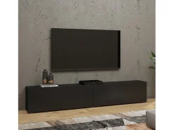 Móvel De Tv*Meublorama Conjunto design de 4 móveis para sala de estar, coleção EVA. Cor preta e carvalho. Preto
